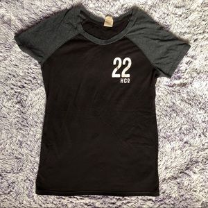 Hollister black baseball style tee shirt